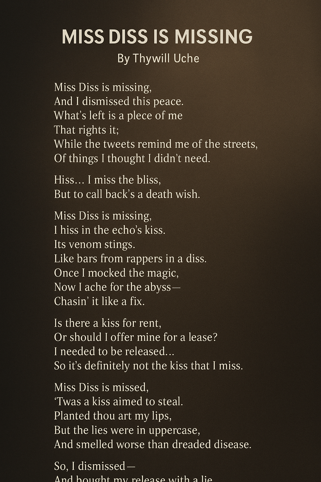 MISS DISS IS MISSING